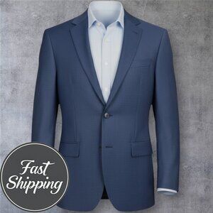 MANTONI Mens Navy Blazer Sport Coat Two Button Suit Jacket 40R 100% Wool 2-Vent